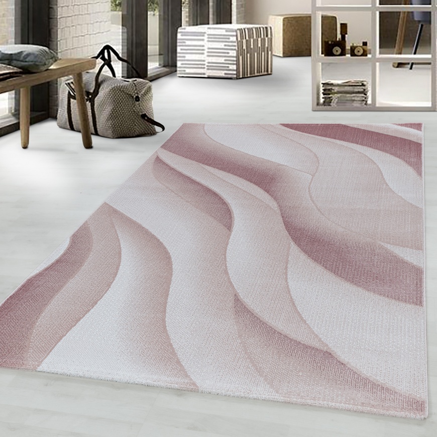 Costa Wave Designer Pink Rug